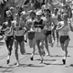 Alberto Salazar (2) and Dickie Beardley, (3) in the front pack at the start of the 86th Boston Marathon in Hopkinton, Mass., Monday, April 19, 1982. (Photo credit: John Martell/AP)